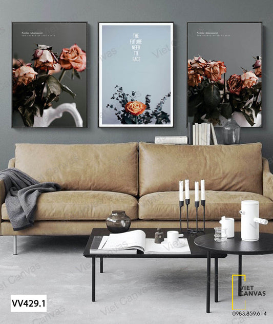 Bộ 3 Tranh Đóa Hoa Hồng - VV429.1