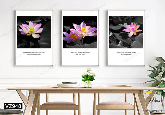 Bộ 3 Tranh Sen Nở Rộ - VZ948