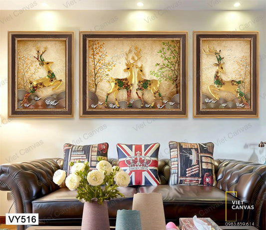 Bộ 3 Tranh Đôi Hươu Sang Trọng - VY516