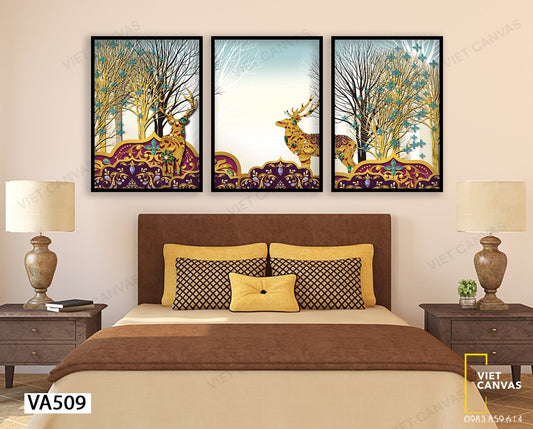 Bộ 3 Tranh Đôi Hươu Vàng - VA509