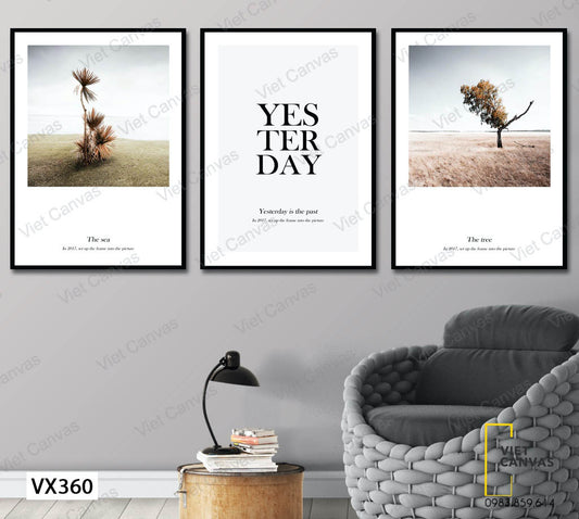 Bộ 3 Tranh Quotes, Đồng Cỏ Và Cây - VX360