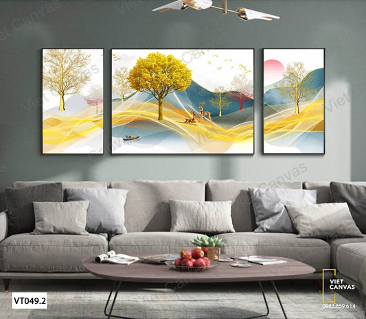 Bộ 3 Tranh Rừng Núi Và Dòng Sông - VT049.2
