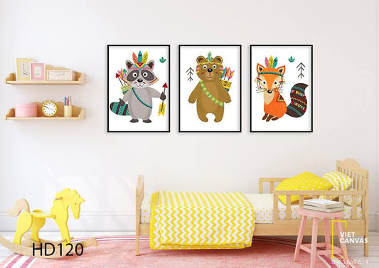 Bộ 3 Tranh Động Vật Hoang Dã - HD120