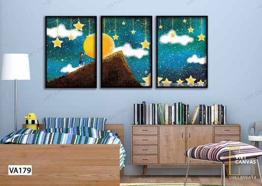 Bộ 3 Tranh Mặt Trăng Và Những Vì Sao - VA179