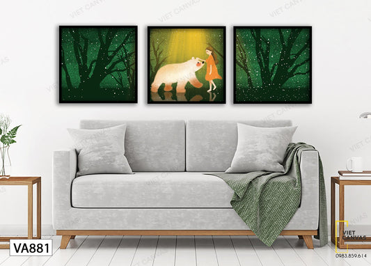 Bộ 3 Tranh Chú Gấu Trắng Và Cô Bé - VA881