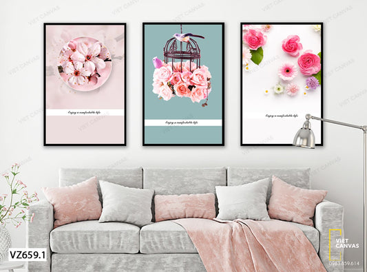 Bộ 3 Tranh Hoa Nở Ngọt Ngào - VZ659.1