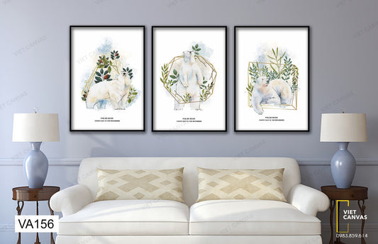 Bộ 3 Tranh Gấu Bắc Cực - VA156