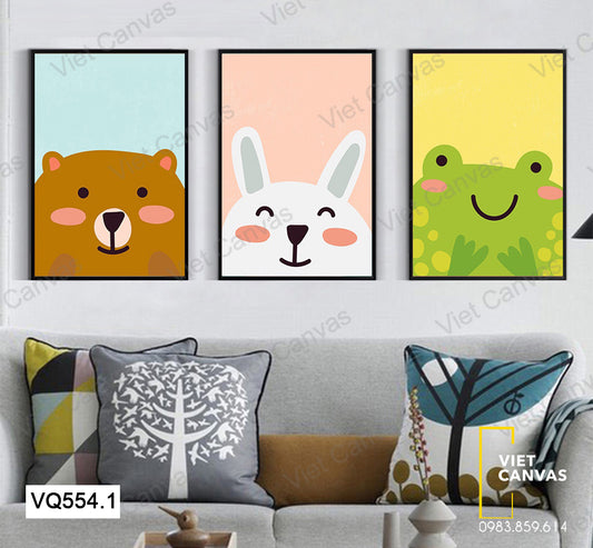 Bộ 3 Tranh Gấu, Thỏ Và Ếch - VQ554.1