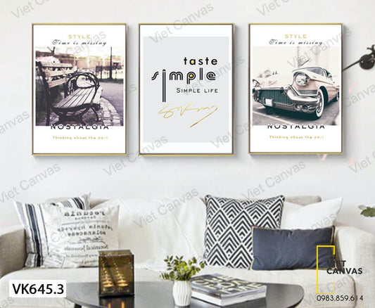 Bộ 3 Tranh Ghế, Quotes Và Xe - VK645.3