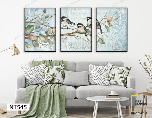 Bộ 3 Tranh Gia Đình Chim Sẻ - NT545