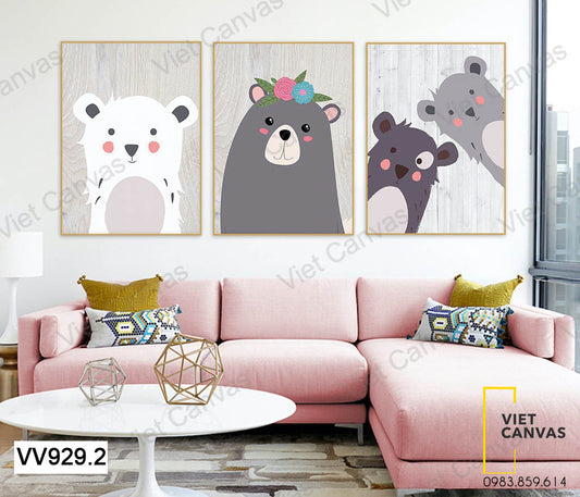 Bộ 3 Tranh Những Chú Gấu - VV929.2