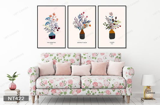 Bộ 3 Tranh Lọ Hoa Đơn Giản - NT422