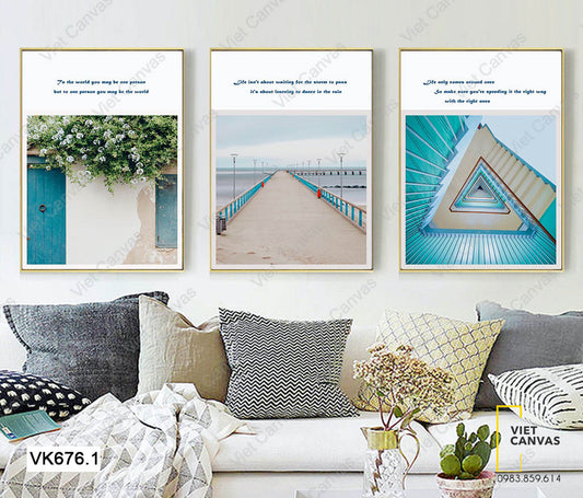 Bộ 3 Tranh Giàn Hoa , Con Đường Và Bậc Thang - VK676.1