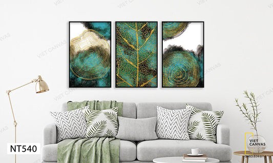 Bộ 3 Tranh Vân Gỗ Và Vân Lá Cây - NT540