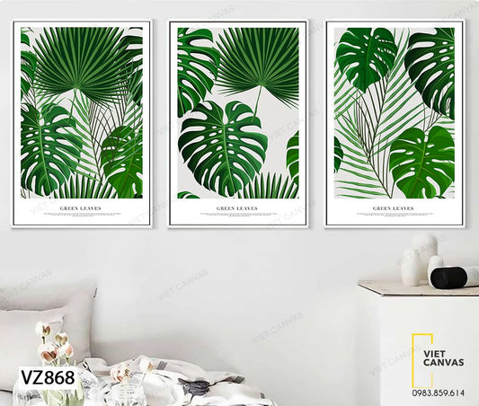 Bộ 3 Tranh Lá Cây Xanh - VZ868