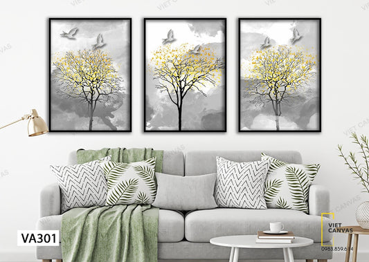 Bộ 3 Tranh Hàng Cây Khô Lá Vàng - VA301