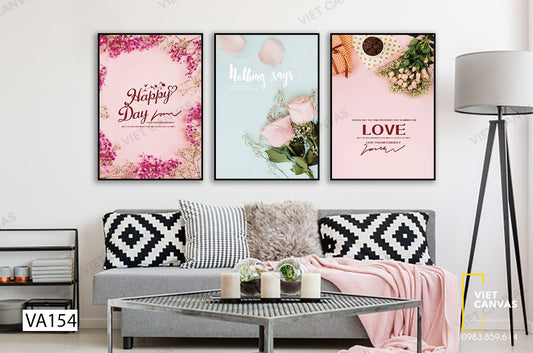 Bộ 3 Tranh Hoa Lá Ngọt Ngào - VA154