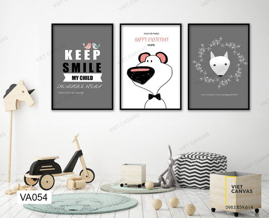 Bộ 3 Tranh Chú Chó Ngộ Nghĩnh Và Quotes - VA054