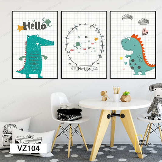 Bộ 3 Tranh Khủng Long Ngộ Nghĩnh- VZ104