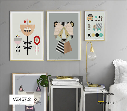 Bộ 3 Tranh Hình Ảnh Siêu Ngộ Nghĩnh - VZ457.2