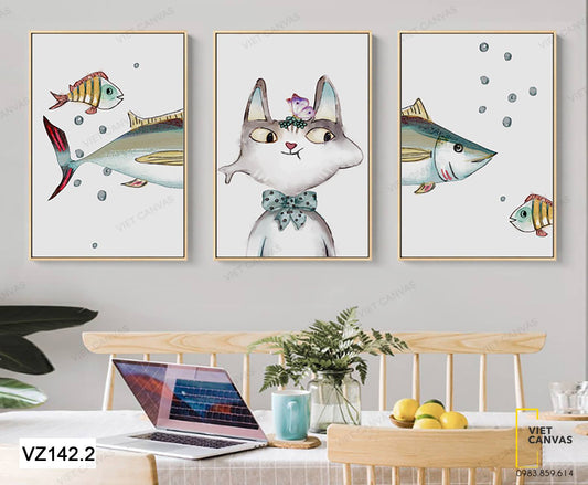 Bộ 3 Tranh Cá Dễ Thương - VZ142.2