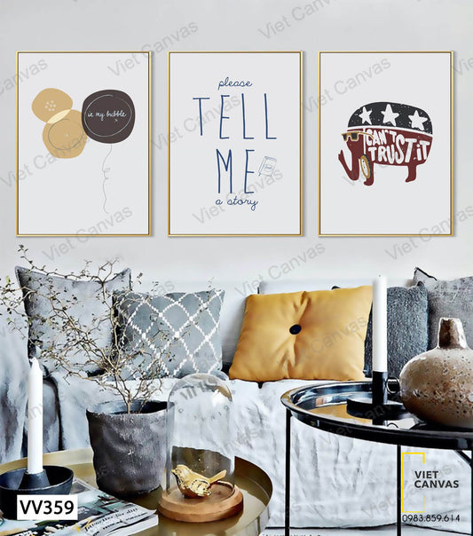 Bộ 3 Tranh Bong Bóng Và Quotes - VV359