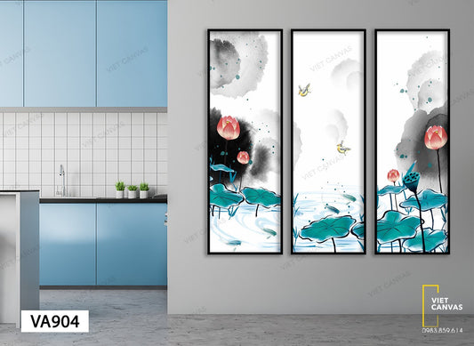 Bộ 3 Tranh Hồ Sen Yên Bình - VA904