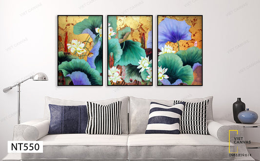 Bộ 3 Tranh Hồ Sen Đa Sắc Màu - NT550
