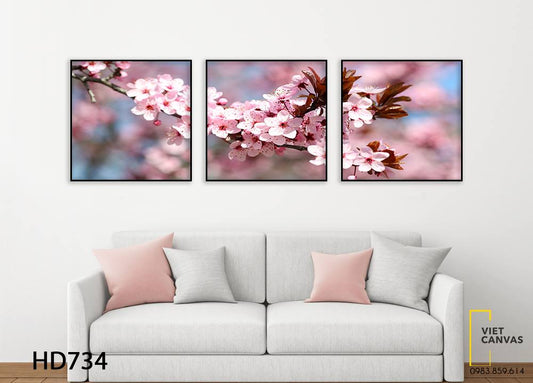 Bộ 3 Tranh Hoa Anh Đào Nở Rộ - HD734