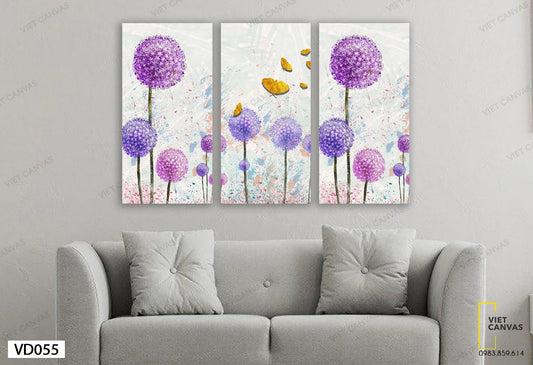 Bộ 3 Tranh Bồ Công Anh Tím - VD055