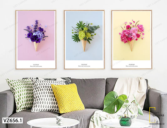 Bộ 3 Tranh Hoa Độc Đáo - VZ656.1