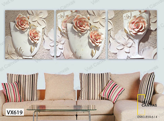 Bộ 3 Tranh Hoa Ấn Tượng - VX619