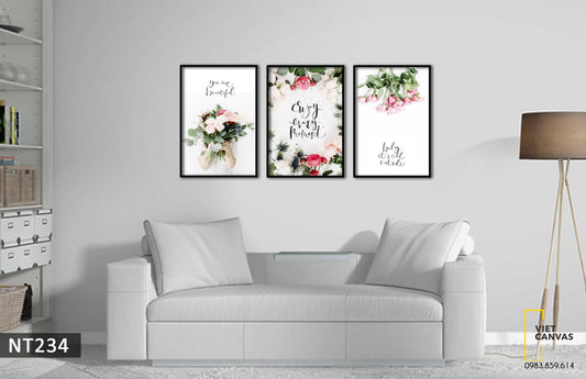 Bộ 3 Tranh Hoa Hồng Ấn Tượng - NT234