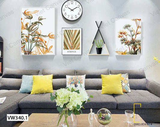 Bộ 3 Tranh Hoa Lá Tươi Tắn - VW340.1
