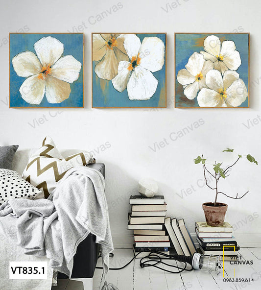 Bộ 3 Tranh Hoa Trắng - VT835.1