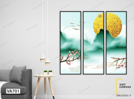 Bộ 3 Tranh Hoa Dưới Bóng Mặt Trời - VA701