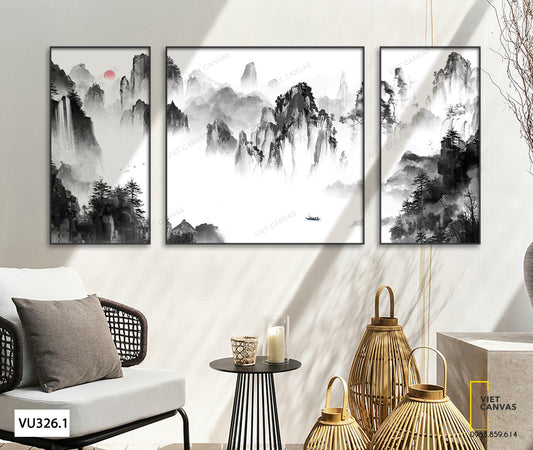 Bộ 3 Tranh Hoạ Núi Non - VU326.1