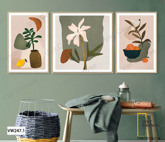 Bộ 3 Tranh Hoa Quả Nghệ Thuật - VW247.1