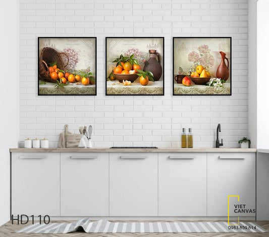 Bộ 3 Tranh Hoa Quả Tĩnh Vật - HD110