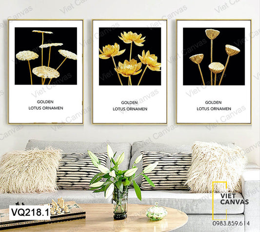 Bộ 3 Tranh Hoa Sen Vàng - VQ218.1