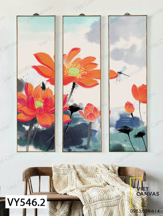 Bộ 3 Tranh Hoa Sen Nở Rộ - VY546.2