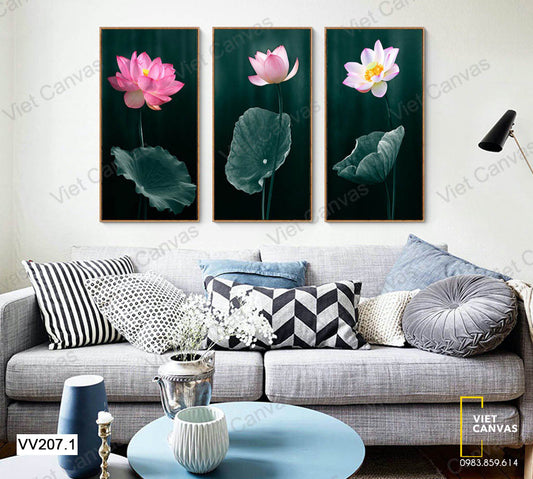 Bộ 3 Tranh Hoa Sen - VV207.1