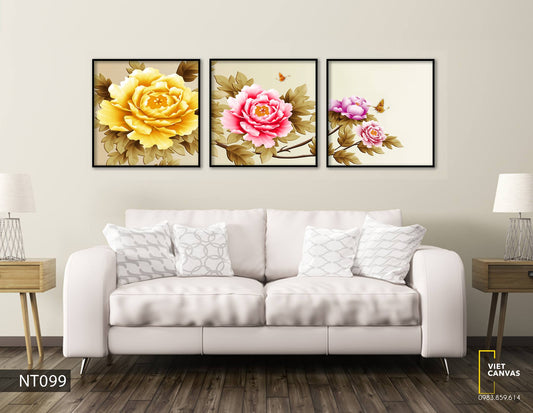 Bộ 3 Tranh Hoa Nở Rực Rỡ - NT099