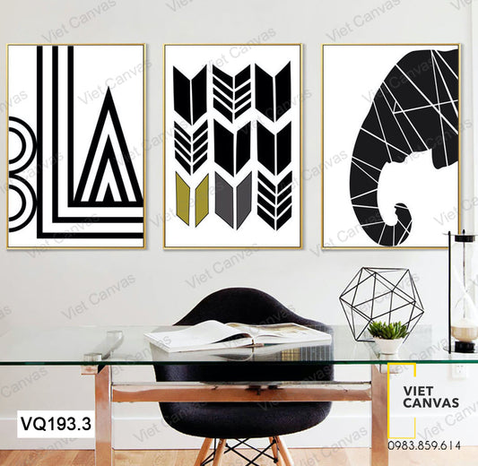 Bộ 3 Tranh Họa Tiết Và Voi - VQ193.3