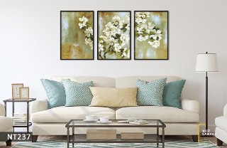 Bộ 3 Tranh Hoa Trắng Nhẹ Nhàng - NT237