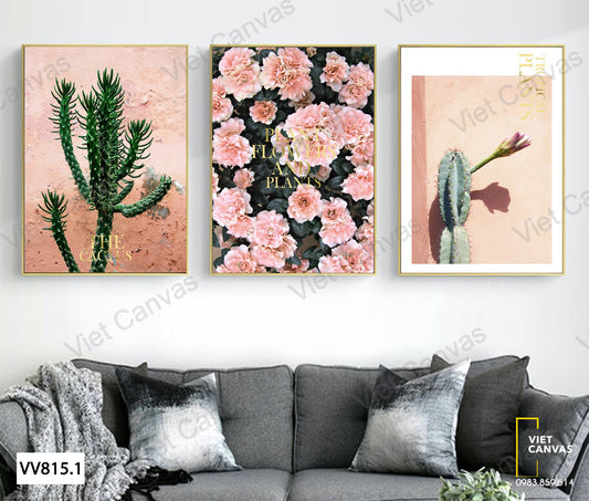 Bộ 3 Tranh Hoa Và Xương Rồng - VV815.1