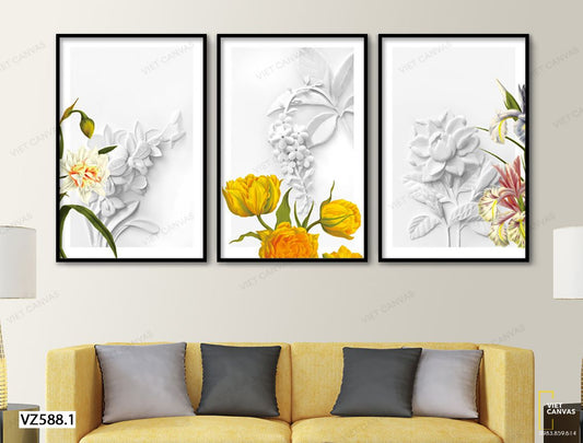 Bộ 3 Tranh Hoa Vàng Ấn Tượng - VZ588.1
