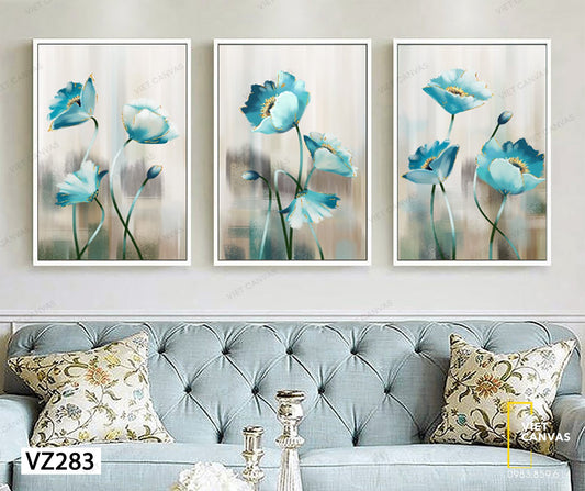 Bộ 3 Tranh Hoa Xanh Tinh Tế - VZ283