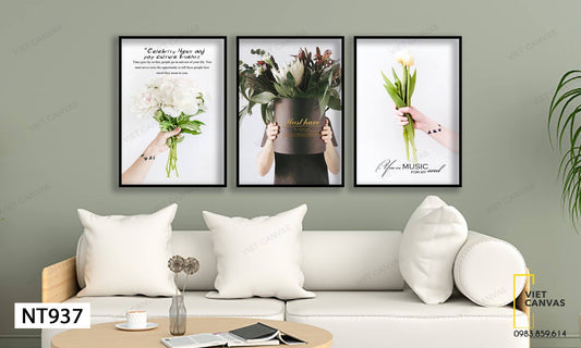 Bộ 3 Tranh Bó Hoa Yêu Thương - NT937