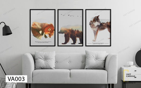 Bộ 3 Tranh Động Vật Nơi Rừng Xa - VA003